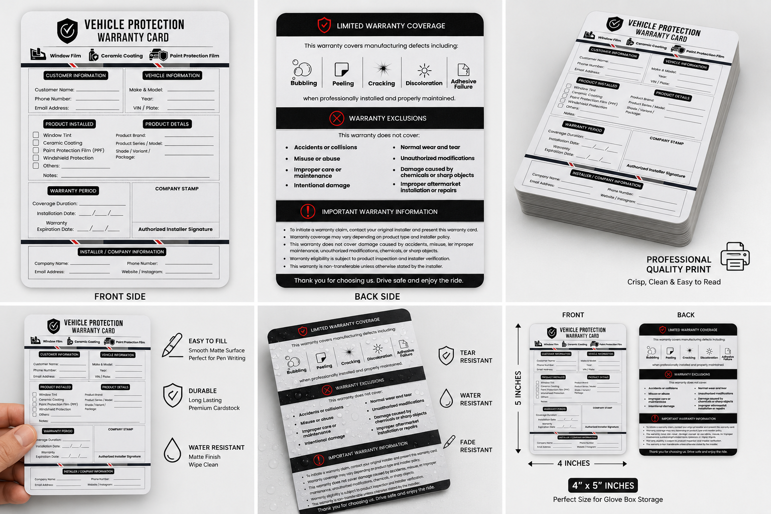 Universal Vehicle Protection Warranty Card